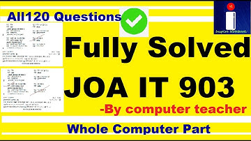 Fully Solved JOA IT, Computer Part JOA IT 903 | JOA IT 903 Answer Key, JOA IT Previous Year Paper