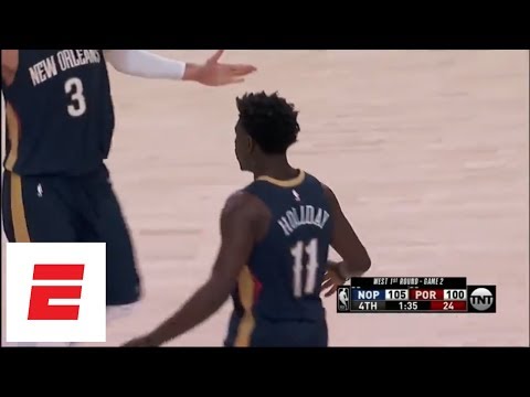 Jrue Holiday, Rajon Rondo hit clutch 3s to give Pelicans 2-0 series lead on road over Blazers | ESPN