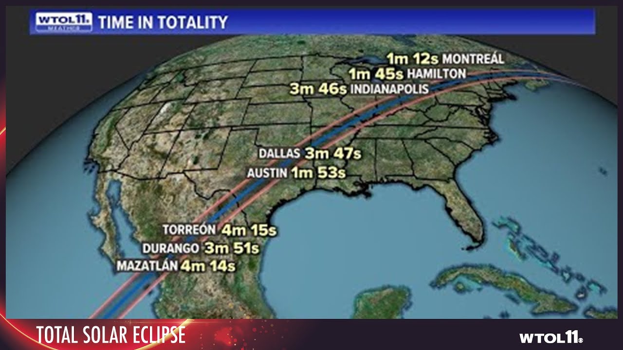Cities in totality the longest | Total Solar Eclipse 2024 - YouTube
