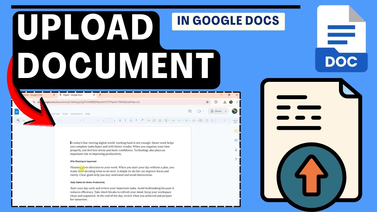How To Upload A Document Google Docs Tutorial - YouTube