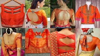 Orange Blouse Designs 2023 Orange Latest Blouse Designs Orange Saree Blouse Designs