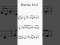 BARBIE GIRL SHEET MUSIC FOR SOPRANO SAXOPHONE! #sheetmusic #barbiegirl #sopranosaxophone #shorts