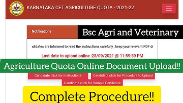 KCET 2021 AGRICULTURE QUOTA ONLINE DOCUMENT UPLOAD COMPLETE PROCEDURE!! || B.Sc Agri , Veterinary
