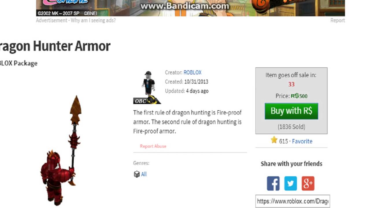 Roblox Dragon Hunter Armor Removed Youtube - offsale roblox packages