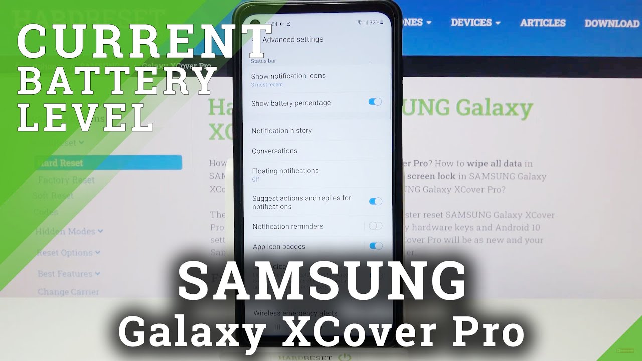 How to Show Battery Percentage in Status Bar on SAMSUNG Galaxy XCover