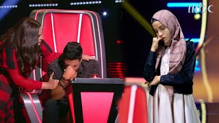 موهبة استثنائية تخطف قلوب لجنة التحكيم وبكاء تامر حسني بانشودة يازوار النبي #mbcthevoice