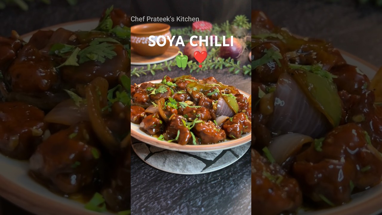 Best SOYA CHILLI 🫑💜 #soyachilli #soyachillirecipe #soyachunkrecipe #manchurian #streetfood #recipe