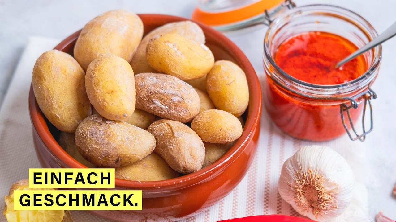 Papas Arrugadas und Mojo Rojo: Kanarische Kartoffeln mit Salzkruste ... Papas Arrugadas und Mojo Rojo: Kanarische Kartoffeln mit Salzkruste ...