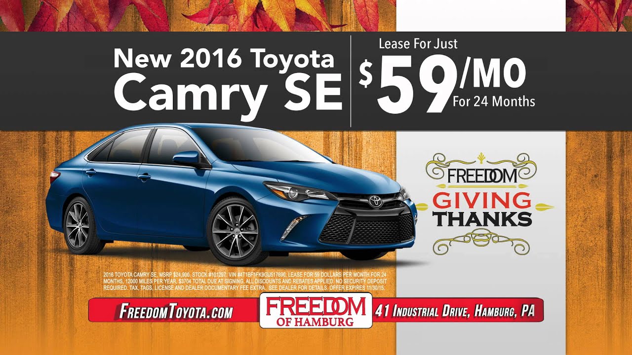Freedom Toyota Hamburg, PA 2016 Camry SE YouTube
