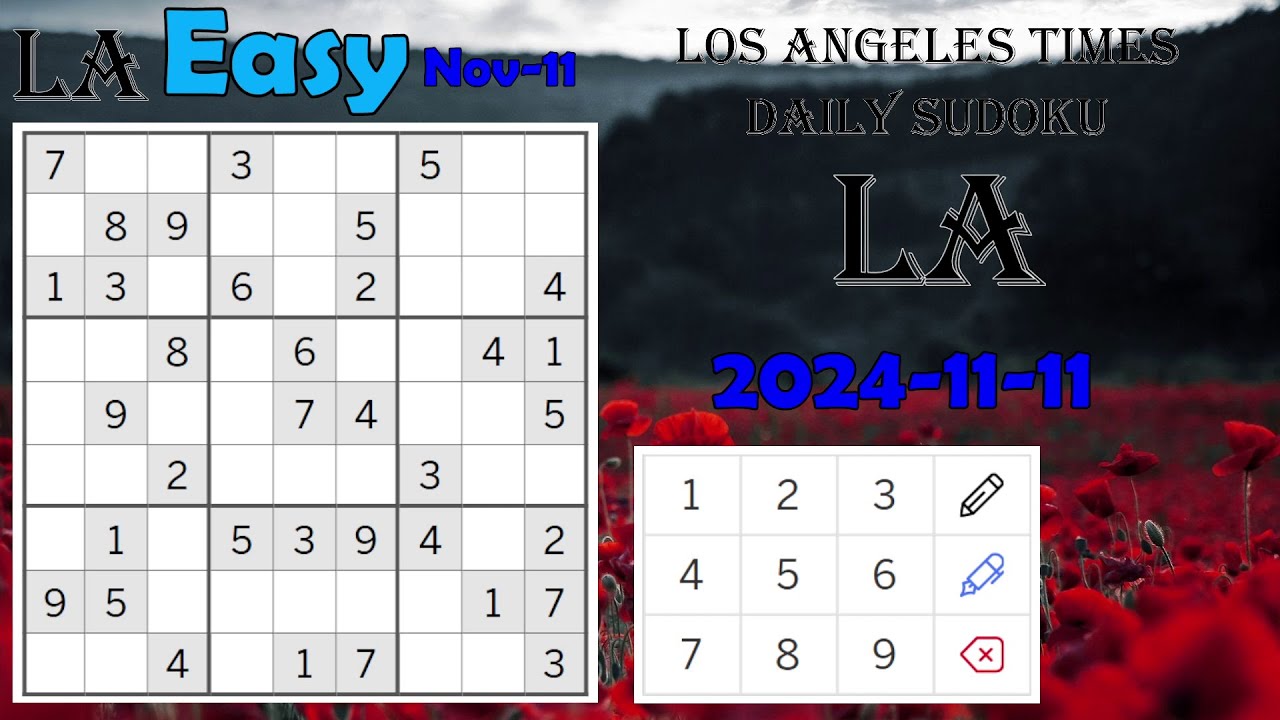 Los Angeles Times Daily Sudoku 2024-11-11 1961 Easy 