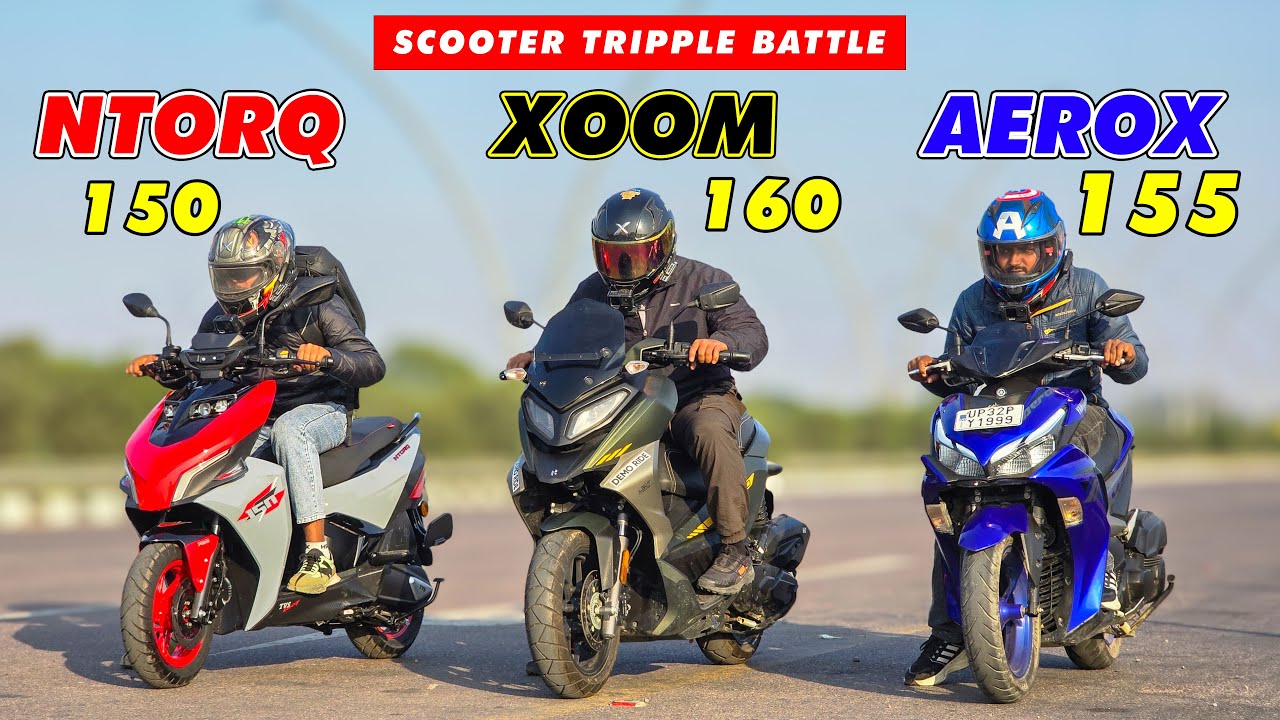 Which is the Fastest Scooter? Aerox 155 vs NTorq 150 vs Xoom 160 | Full Performance Test
