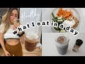 HEALTHY WHAT I EAT IN A DAY/ Hot chocolate, Spinach feta turkey burgers, blueberry muffin smoothie