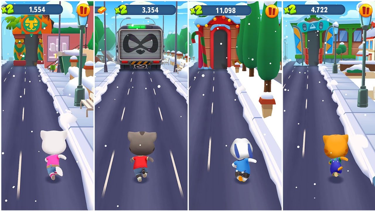 Talking Tom Gold Run Talking Angela, Talking Tom, Talking Hank, Talking Ginger RabiaGameplay