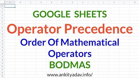 Operator Precedence or Order Of Mathematical Operators In Google Sheets, Excel (BODMAS)