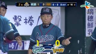 20131003 CPBL 猿VS獅 2上 猛將猛德拉深遠二壘打 送回小胖