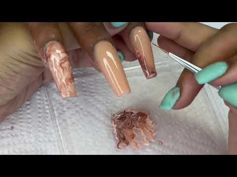 How to: Brown marble design - acrylic nails