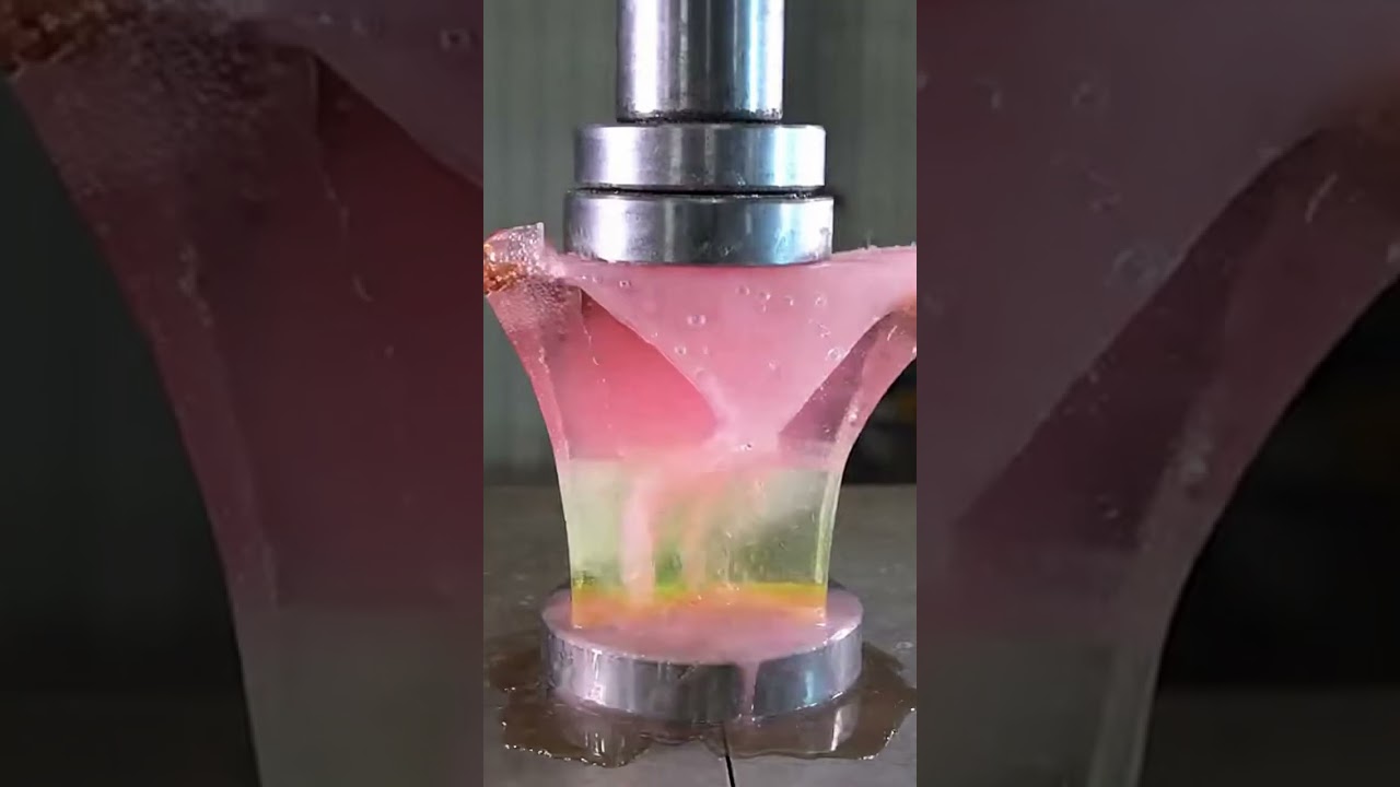 Frozen Soda Ice Block vs Hydraulic Press (Satisfying Crack) 