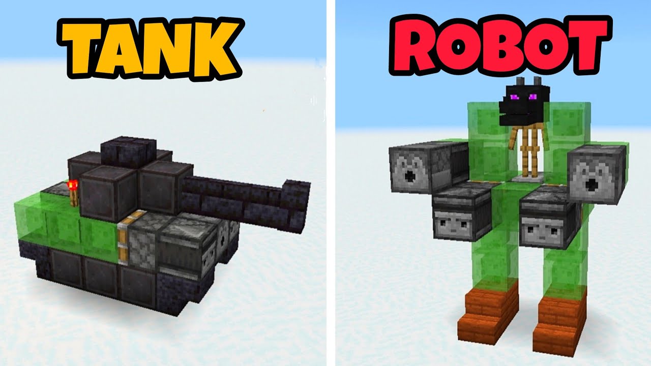 10+ Vehicle Redstone Builds in Minecraft Bedrock! 🤩 (Tank, Robot, cannon)