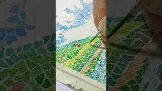 Mosaic Art💚✨ with watercolor #shorts #youtubeshorts #satisfying