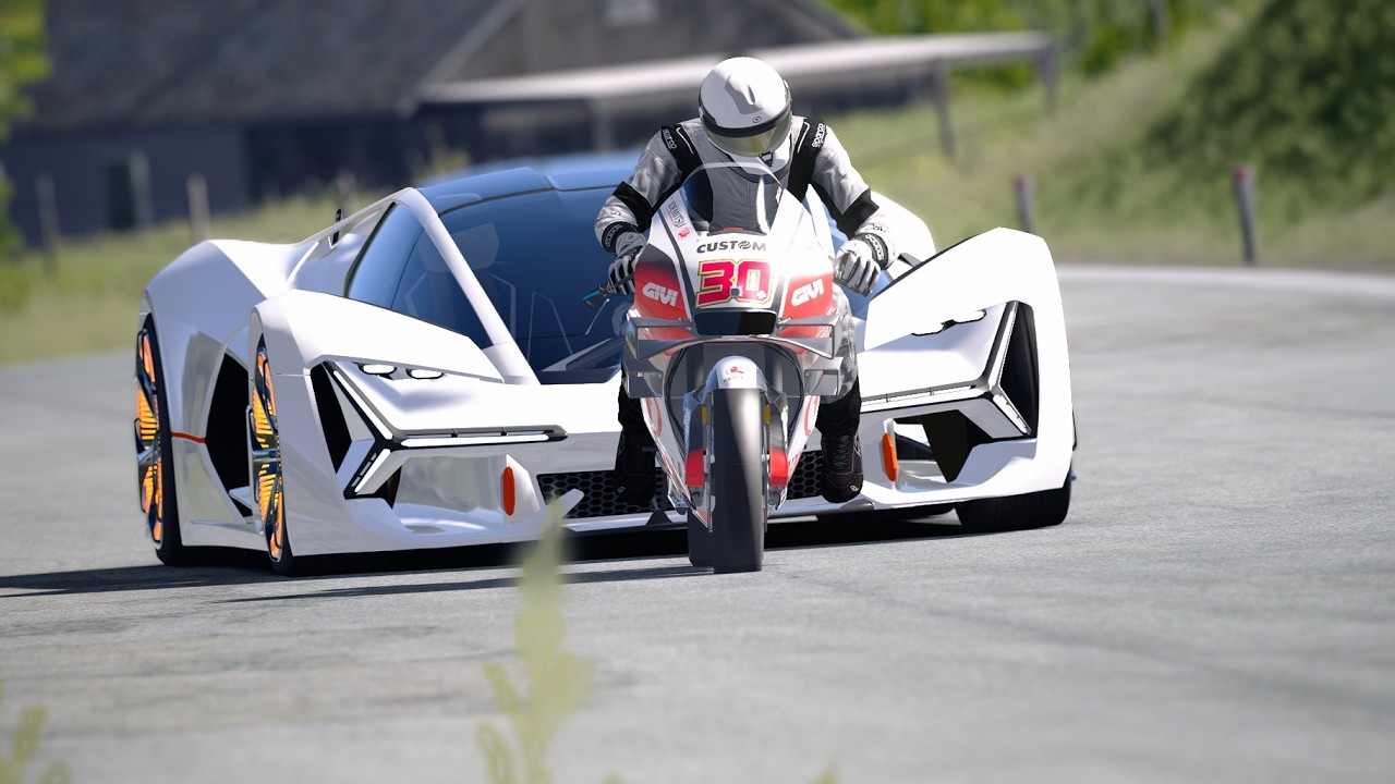 Honda RC213V MotoGP '20 vs Lamborghini Terzo Millennio at Old SPA