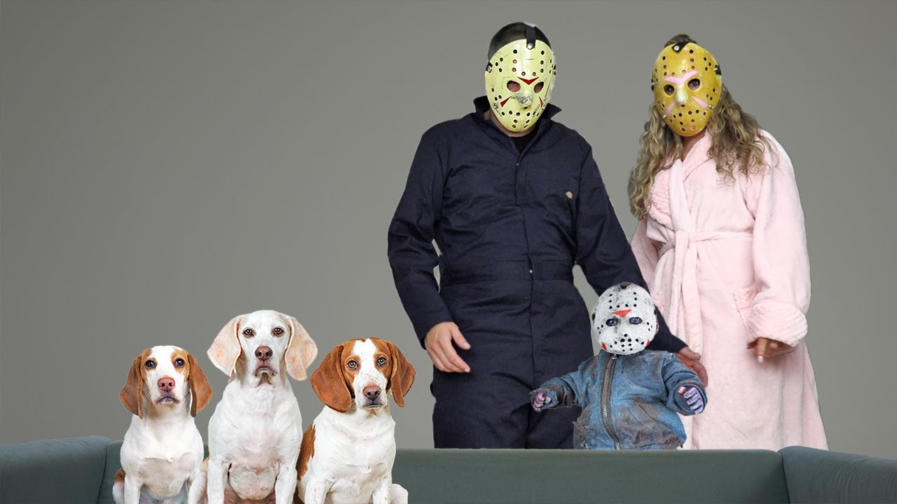 ⁣Dogs vs Baby Jason & Voorhees Family! Funny Dogs Maymo, Potpie & Indie Friday the 13th Prank