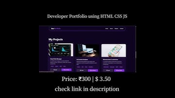 Developer Portfolio Website using HTML CSS JS #portfolio #coding #reels #shorts