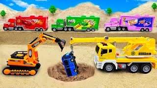 Rescue the truck and Tayo the Little Bus from the pit with excavator and crane truck by BonBon Cars Toys 64,366 views 3 months ago 2 minutes, 11 seconds