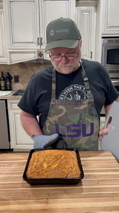 Old fashioned square skillet cornbread! #recipe #cooking #foodie #cornbread
