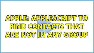 Apple: applescript to find contacts that are not in any group