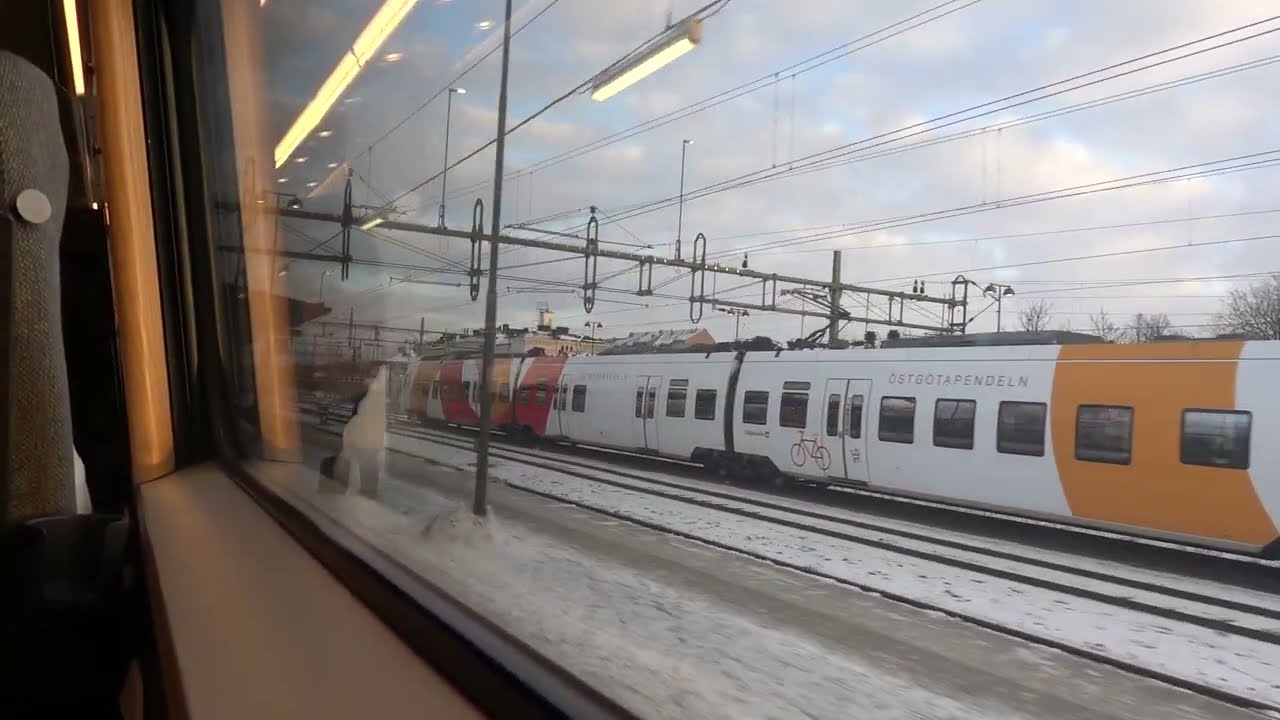 Ankomst till Norrköping med SJ Snabbtåg 536 nya X2000. Februari 2026