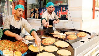 Breakfast in Kabul Afghanistan | Spicy Peshawari Bread Omelette Chapli Kabab | Street Food