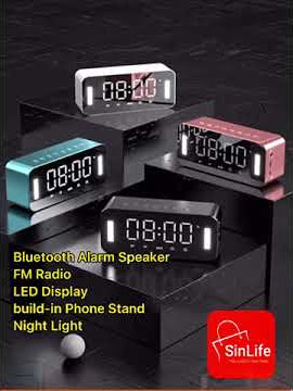 Bluetooth Speaker with FM Radio LED Mirror Alarm Clock