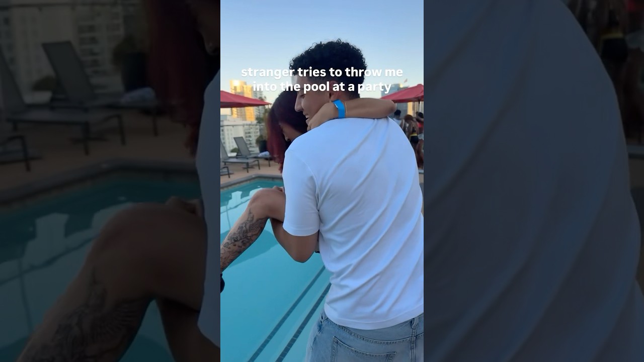 STRANGER THROWS ME IN POOL