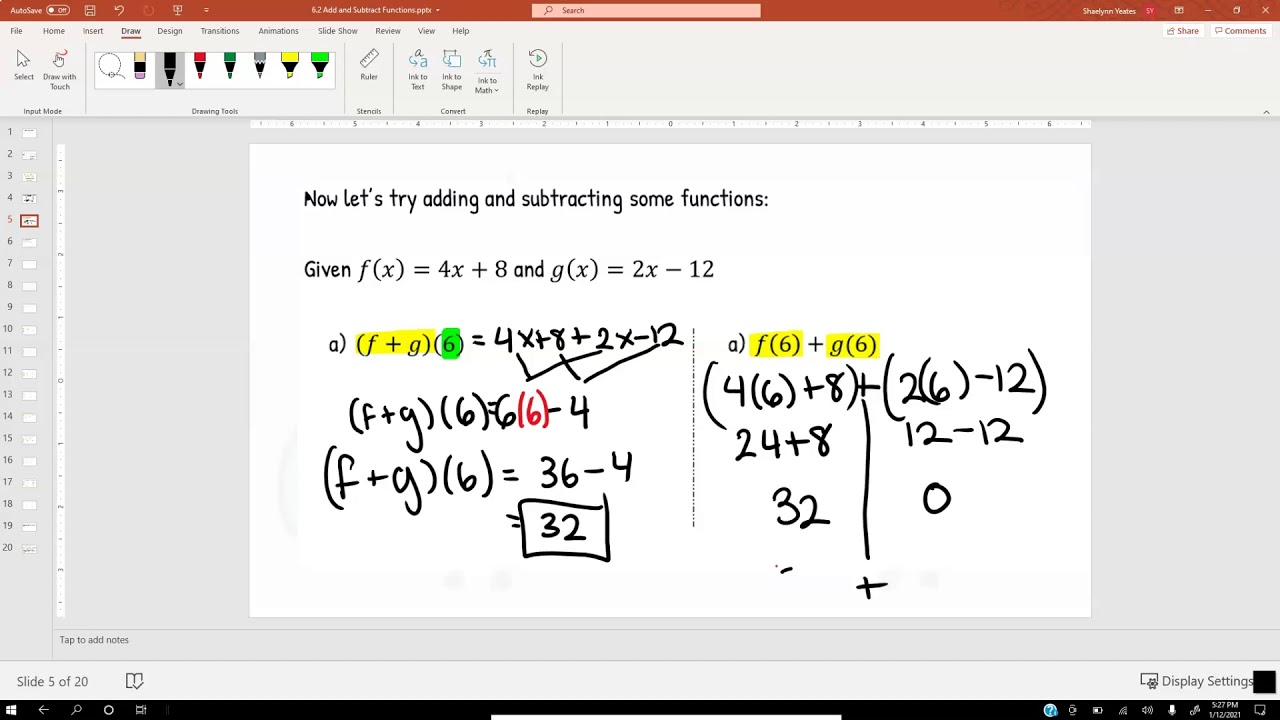 6.2 Add and Subtract Functions 1/3 - YouTube