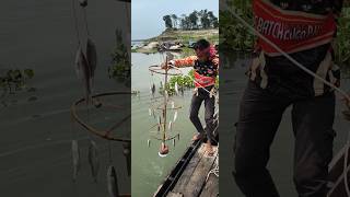 Catching Multiple Fish Using Multi-Bait Hook Technique #bait #fishing #hook #riverfishing #technique