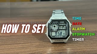 How to set time in Casio watch AE1200 or AE2100 | Casio Watch full setting Tutorial in Hindi