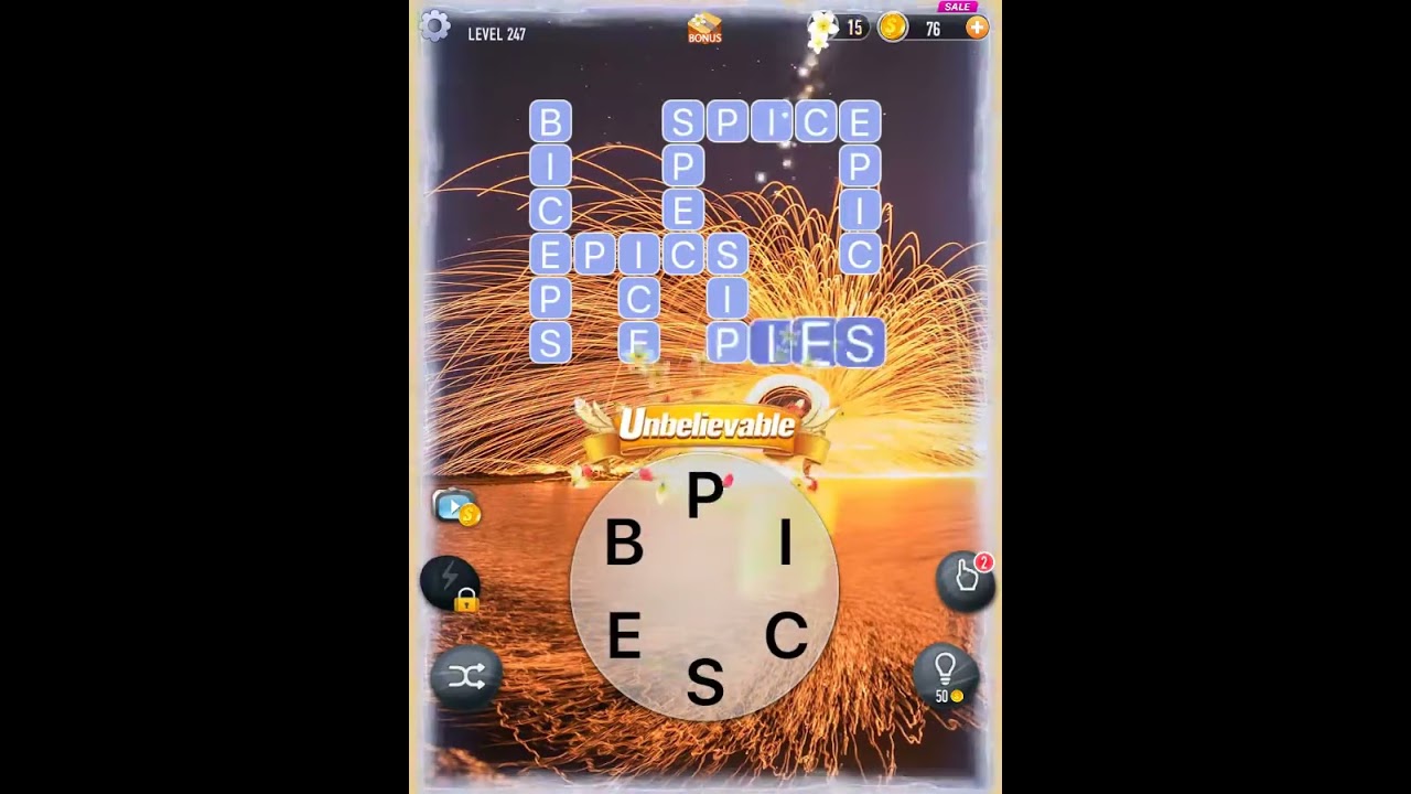 Word Crossy Level 247 Passion Pack 5 Level 73 Answers