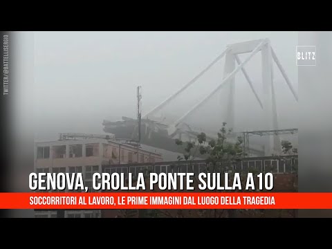 Genova, il momento del crollo del ponte sulla A10