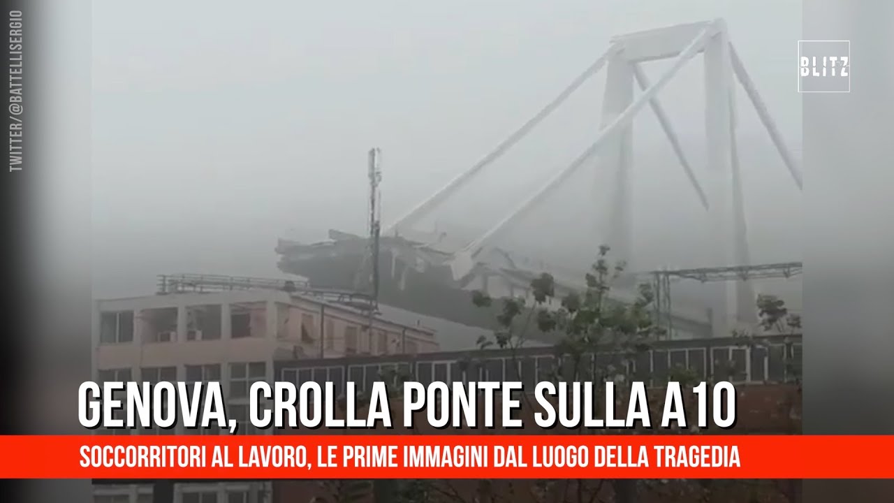 Genova, il momento del crollo del ponte sulla A10