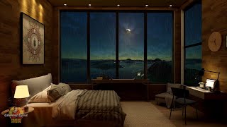 Fall Asleep Within Minutes in this Cozy Room - Autumn Heavy Rain &amp; Thunder on your Window