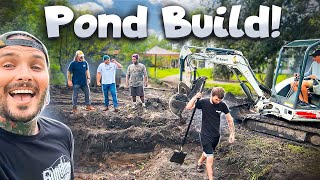 DIGGING OUR FIRST POND on the PROPERTY!!