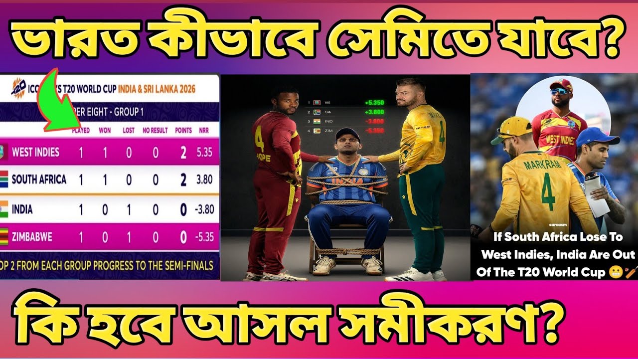 ভারতের সেমি ফাইনালের যাওয়ার সমীকরণ টা 😱T20 বিশ্বকাপের শেষ চারটি দল কি হবে? World Cup 2026 