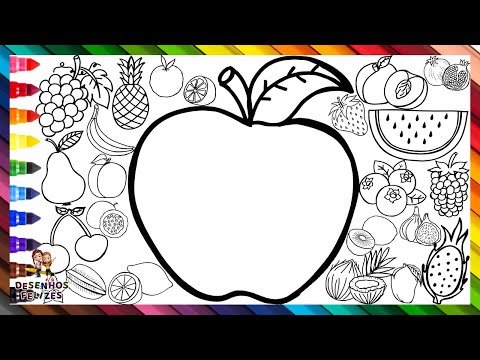 Desenhar E Colorir 23 Frutas 🍎🍊🍋🥝🍇🍉🍍🍌🍏🫐🍓🥭🍐🍈🍑🥥🍒 Desenhos para Crianças
