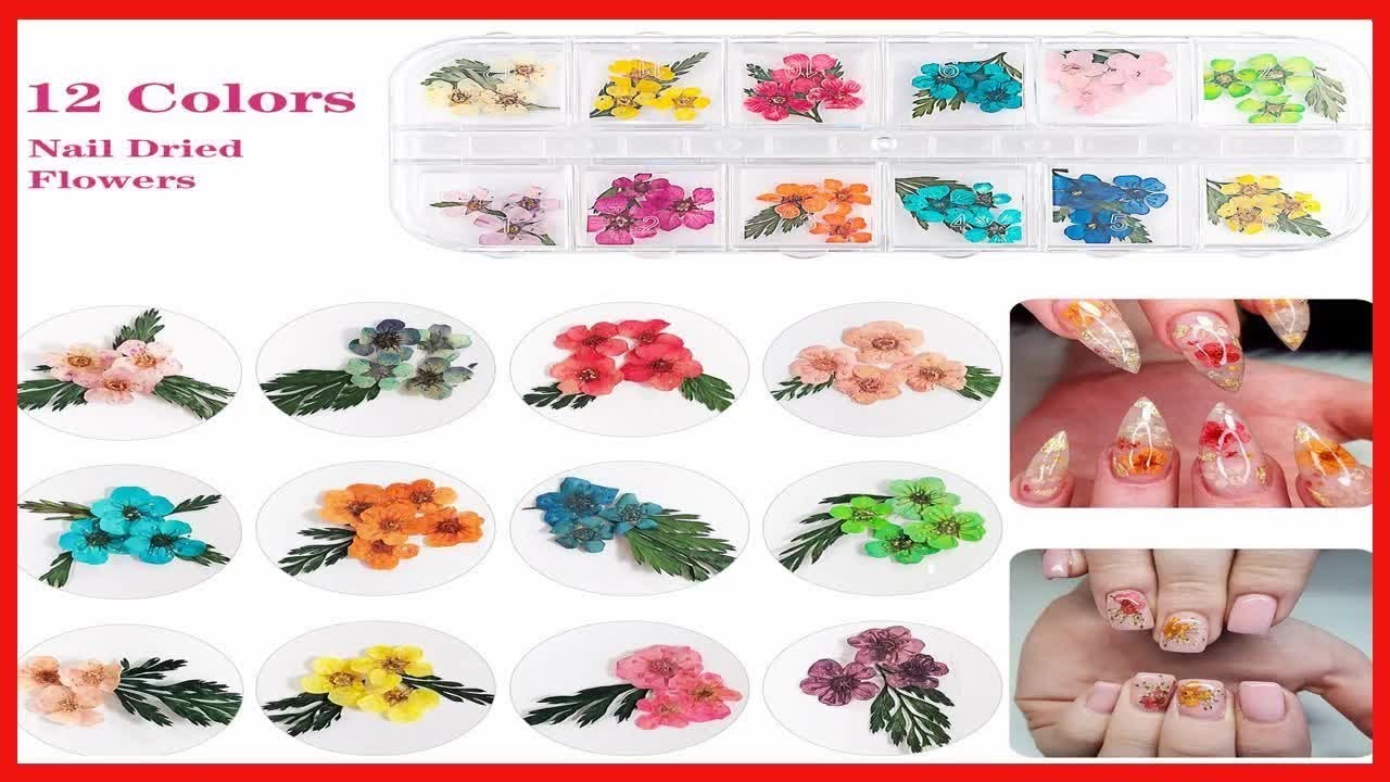 48 Colors Dried Flowers Nail Art Butterfly Glitter Flake 3D Holographic
