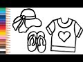 how to draw a shirt, hat and sandals for kids. Bolalar uchun kiyimlarni qanday chizish mumkin