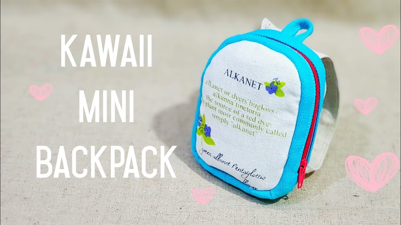 How to make a kawaii mini backpack with zipper Tutorial💙 可爱迷你