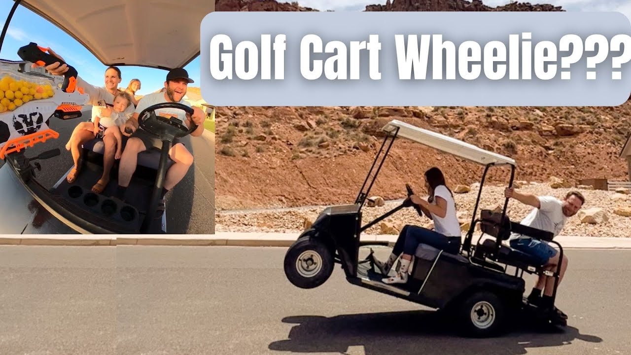 Husband Mods a Junk Golf Cart to do WHEELIES! Adds a Nerf Turret