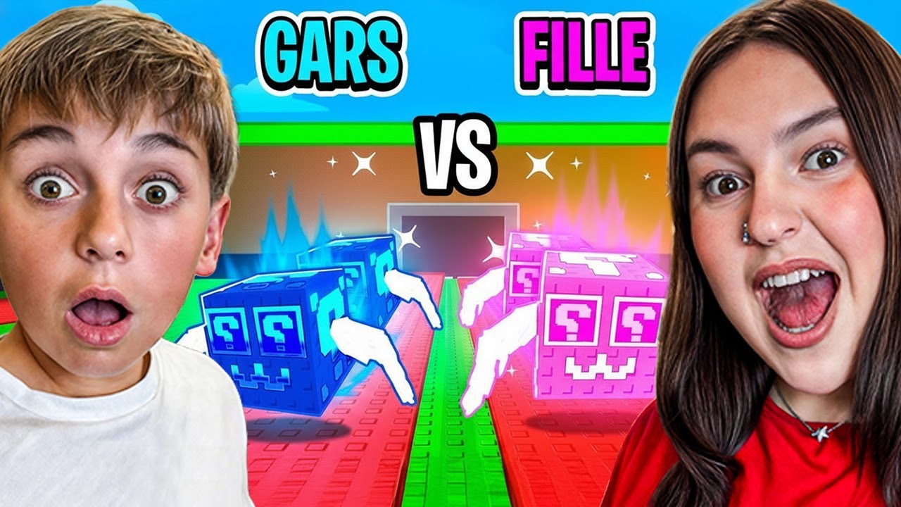 Filles vs Garçons DUEL LUCKY BLOCK (Steal a brainrot) !