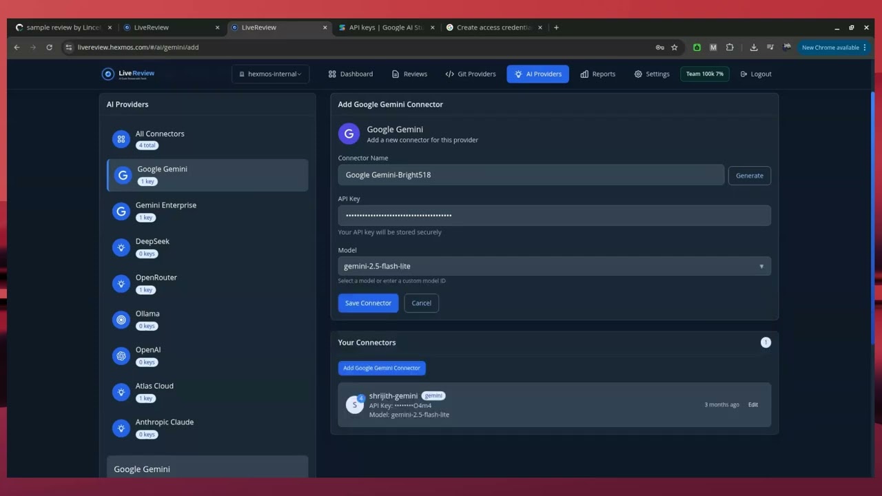 Connect Google Gemini and Gemini Enterprise to LiveReview