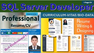 SQL Developer Resume | best resume for 2024 | Resume kaise banaye | data analyst resume | #resume |